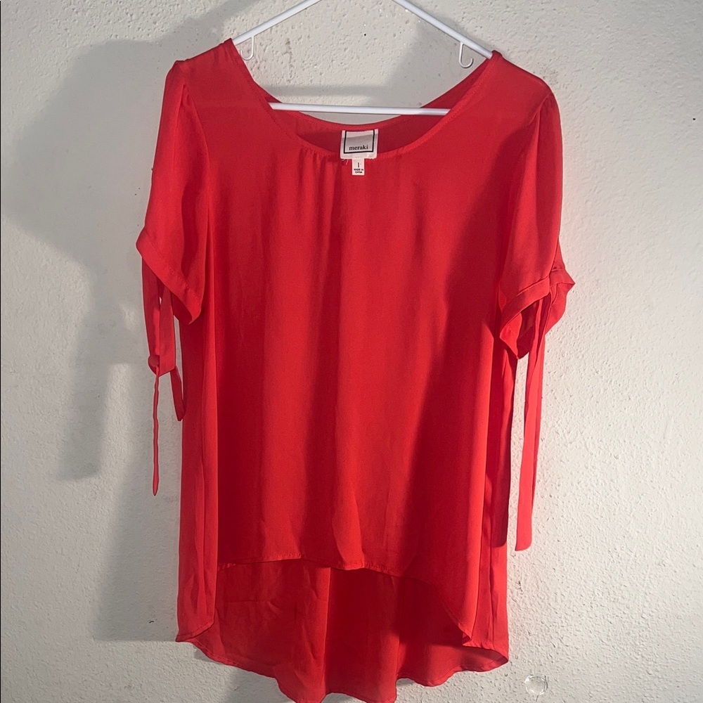 Meraki Scarlet Blouse with Tie Details Peach Color